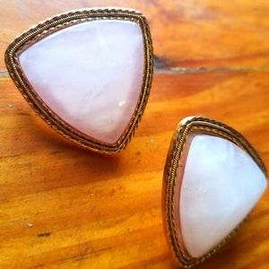 Rose quartz vintage stud large earrings